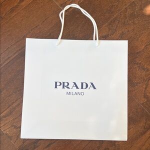 Prada White Shopper with Navy Logo